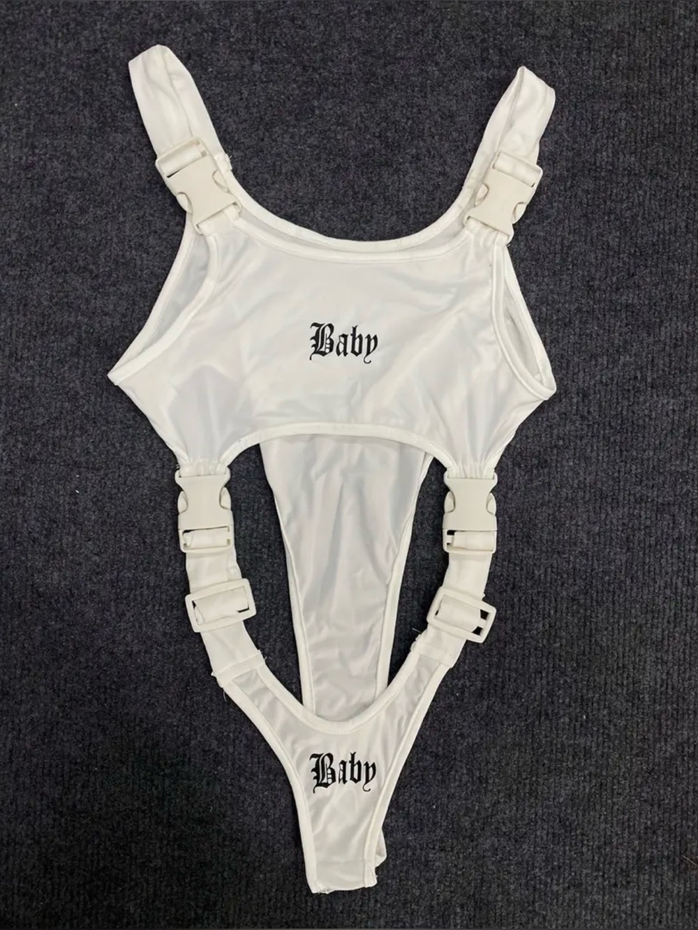 White 'Baby' Graphic One-Piece Swimsuit